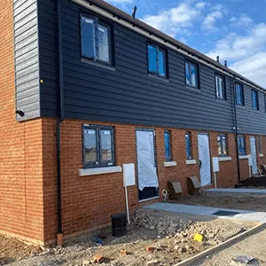 black and red house